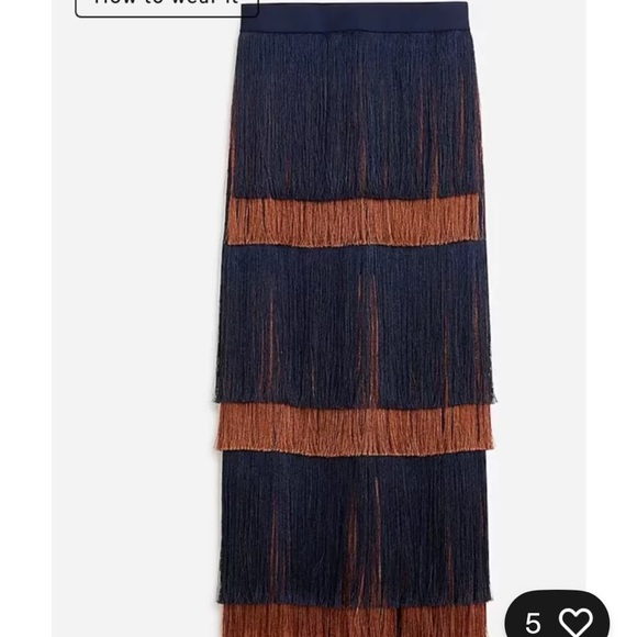 NWT J.Crew Collection Multicolored Fringe Skirt - Picture 5 of 6